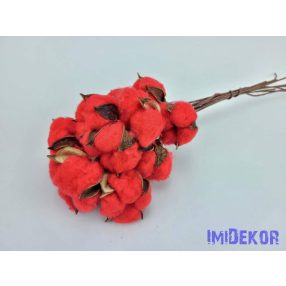 Drótos szárú gyapot 10db 5-6 cm fej - Piros