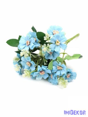 Kis virágos selyem csokor 30cm - Világos Kék