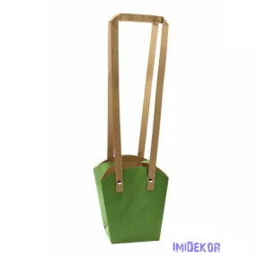 Papír füles virág táska 13 cm - Zöld
