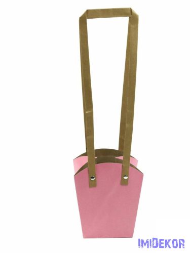 Papír füles virág táska 13 cm - Rózsaszín