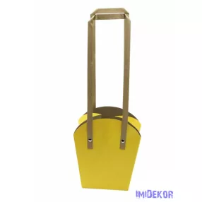 Papír füles virág táska 16 cm - Napsárga