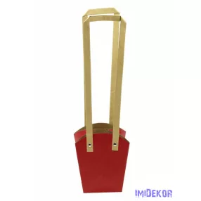 Papír füles virág táska 13 cm - Bordó