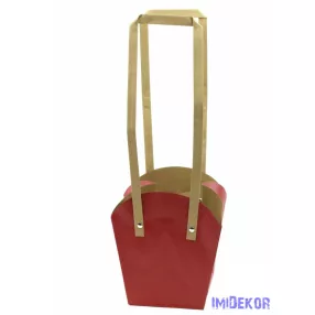 Papír füles virág táska 16 cm - Bordó