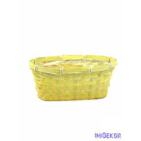 Színes bambusz kosár ovál 24 cm - Sárga