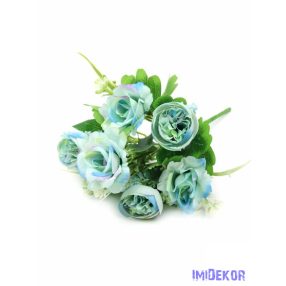 Rózsa ranunculus vegyes selyem csokor 32 cm - Kék