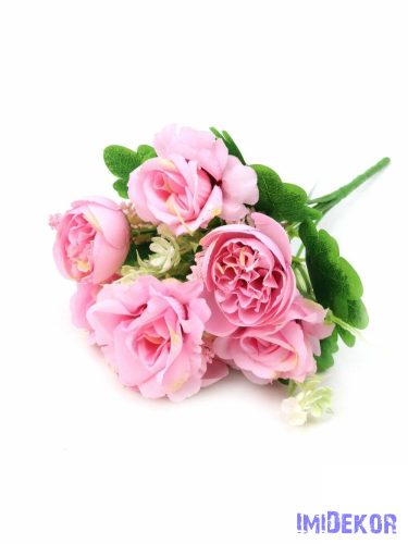 Rózsa ranunculus vegyes selyem csokor 32 cm - Rózsaszín