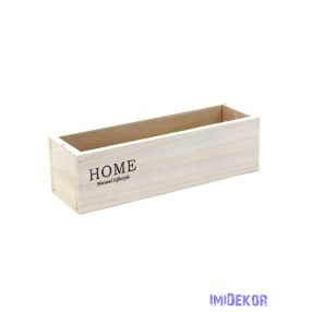 Home feliratos tégla fa kaspó - Fehér