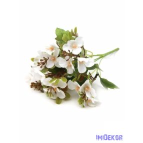 Apró virágos kis selyem csokor 31cm - Fehér