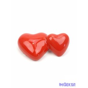Kerámia szív pár 8x5cm - Piros 