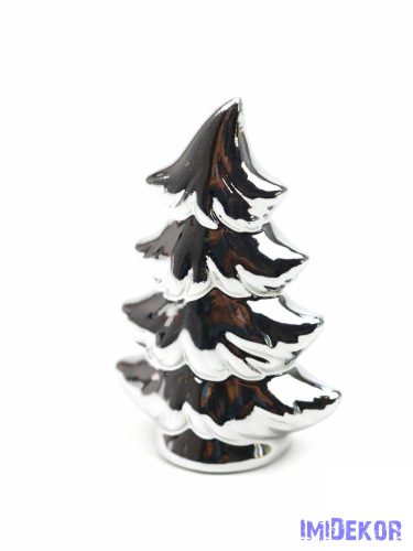 Karácsonyfa kerámia figura - Metál Ezüst