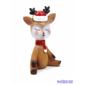 Piros sapkás ülő szarvas 11,5 cm