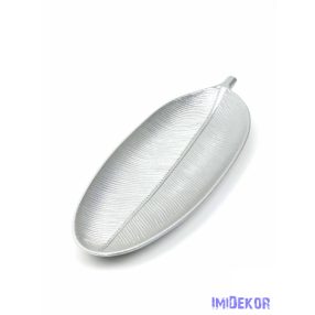 Dekor levélmintás tál 40x13,5cm - Ezüst