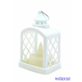 LED lámpás rácsos kicsi 9cm - Fehér