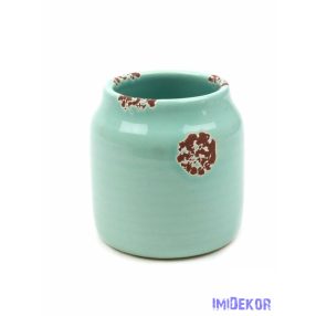 Koptatott pasztel kerámia kaspó - Zöld