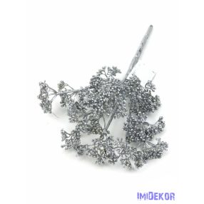 Metál korallbogyós díszítő csokor 28cm - Ezüst