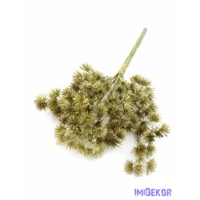 Metál tűlevelű műzöld csokor 31cm - Óarany