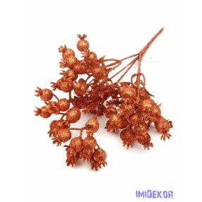 Glitteres csipkebogyó csokor 34cm - Bronz