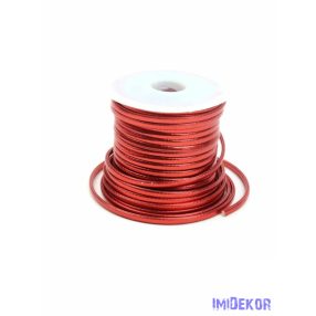 Metál műbőr zsinór 3mm x 5m - Piros