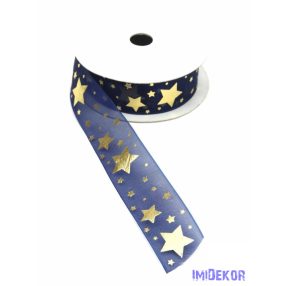 Csillag mintás organza szalag 3cm x 9,14m - Kék