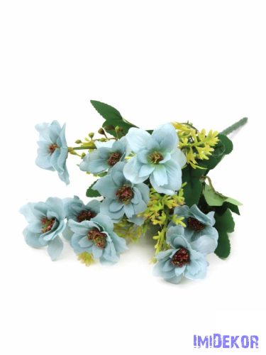 Vegyes színű kicsi selyemvirág csokor 30cm - Kék
