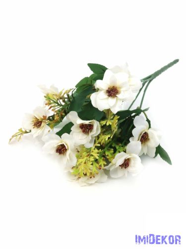 Vegyes színű kicsi selyemvirág csokor 30cm - Törtfehér