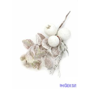 Fehér almás glitteres téli pikk 22cm - Fehér-Multi