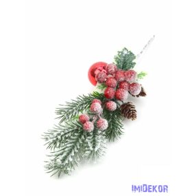 Havas fenyős téli pikk piros bogyóval 33cm