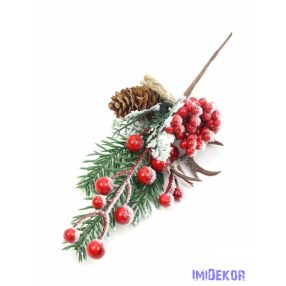 Havas fenyős téli pikk bogyóval tobozzal aggancsal 31cm