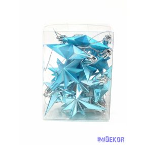 Metál csillag szett akasztós 12db/csomag - Kék