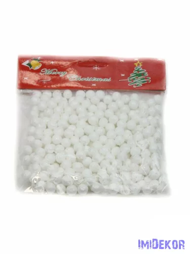 Glitteres golyó díszítő 1cm kb 300db/cs - Fehér