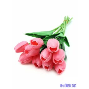   Tulipán gumis 10 szálas real touch köteg 33cm - Rózsaszín