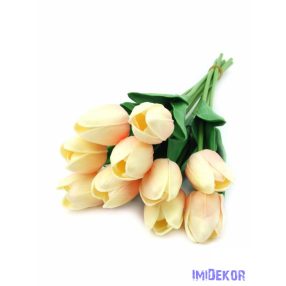 Tulipán gumis 10 szálas real touch köteg 33cm - Barack