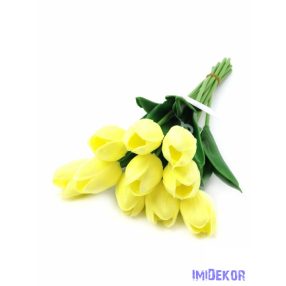   Tulipán gumis 10 szálas real touch köteg 33cm - Krém-Sárga