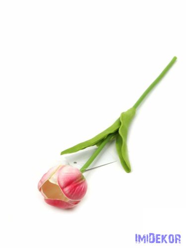 Tulipán szálas real touch 33cm - Sötétrózsaszín