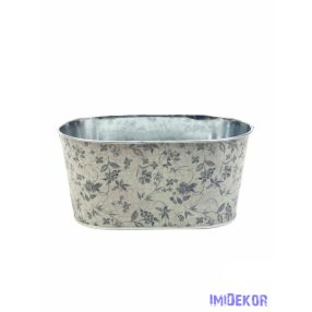Mintás bádog ovál kaspó - 357