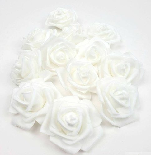 Polifoam rózsa virágfej habrózsa 6 cm - Fehér
