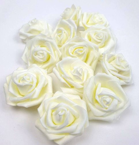 Polifoam rózsa virágfej habrózsa 6 cm - Tört Fehér