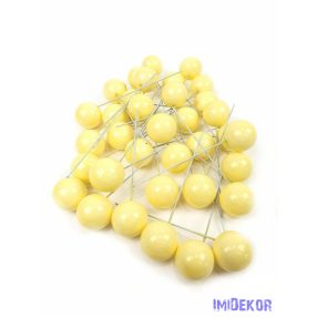 Színes drótos bogyó 2,5cm 35db/csomag - Krém-Sárga