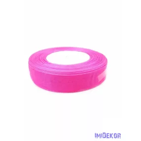 Organza szalag szegett 20mm x 45,72m - Közép Pink