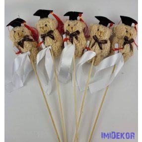   Szőrös maci ballagó plüss pálcás figura - Világos Barna