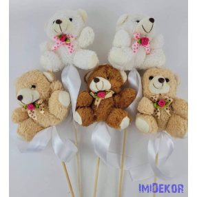 Rózsás maci plüss pálcás figura