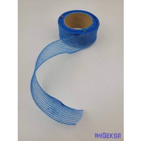 Hálós szalag 4cm x 10m - Kék, arany szállal