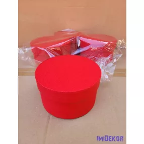Papírdoboz kerek 14x8cm - Bordás Piros