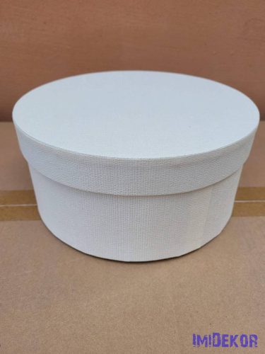 Papírdoboz kerek 22x10cm - Bordás Törtfehér