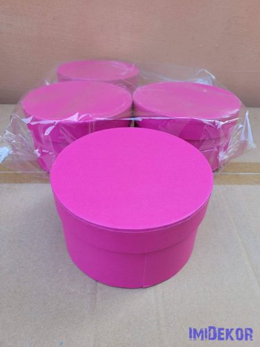 Papírdoboz kerek 14x8cm - Sötét Rózsaszín