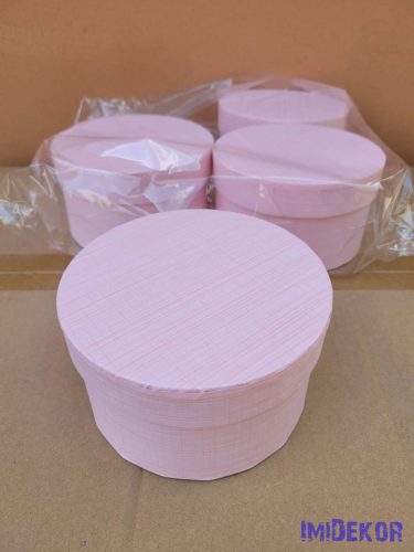 Papírdoboz kerek 14x8cm - Antikolt Rózsaszín