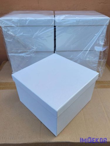 Papírdoboz kocka 20x20x13cm - Törtfehér