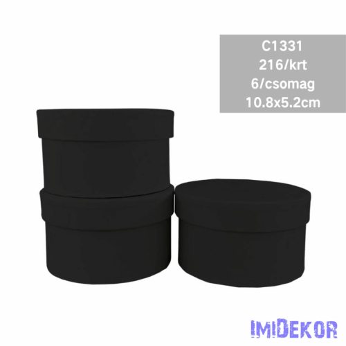 Papírdoboz kerek 10,8x5,2cm - Fekete