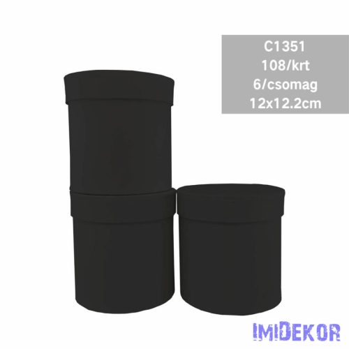 Papírdoboz kerek 12x12,2cm - Fekete