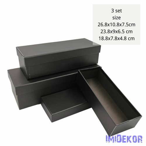 Papírdoboz 3db/szett tégla H26,8-23,8-18,8cm - Fekete
